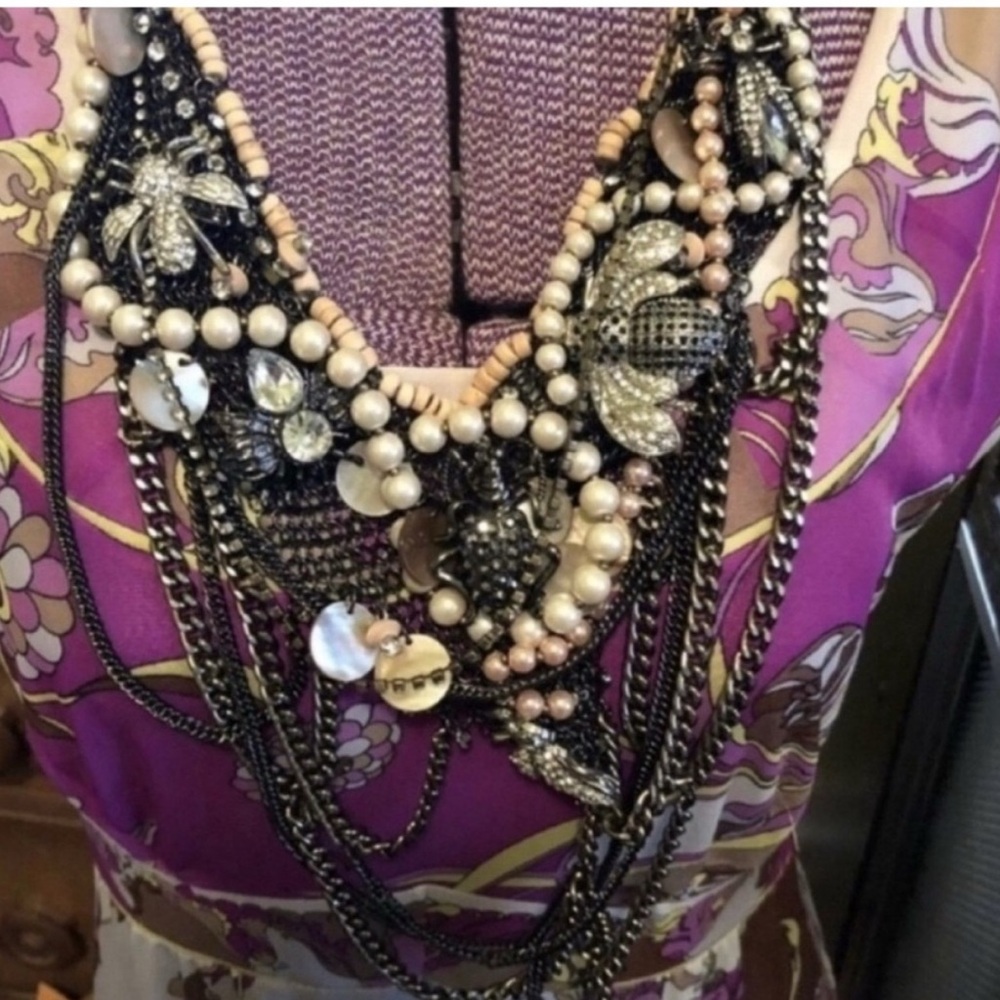 Bees Massive Rhinestones Bees Dangle Chains Heavy Vintage Express Luxe necklace